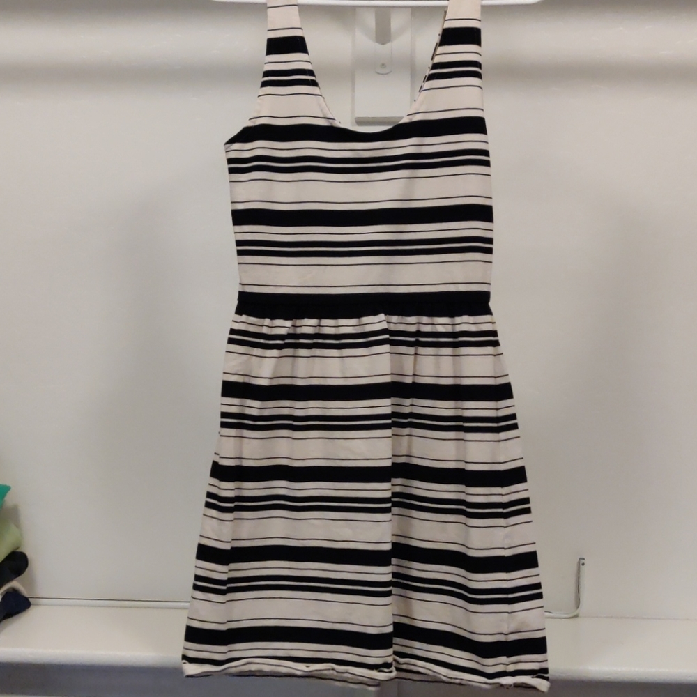 J crew dress cream and black stripes